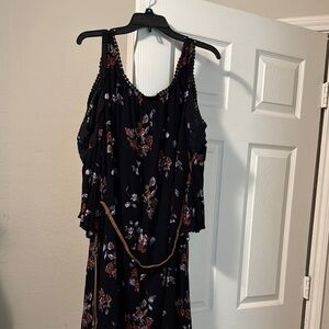 Shyanne Asymmetrical Blue and Black Cut Out Sundress